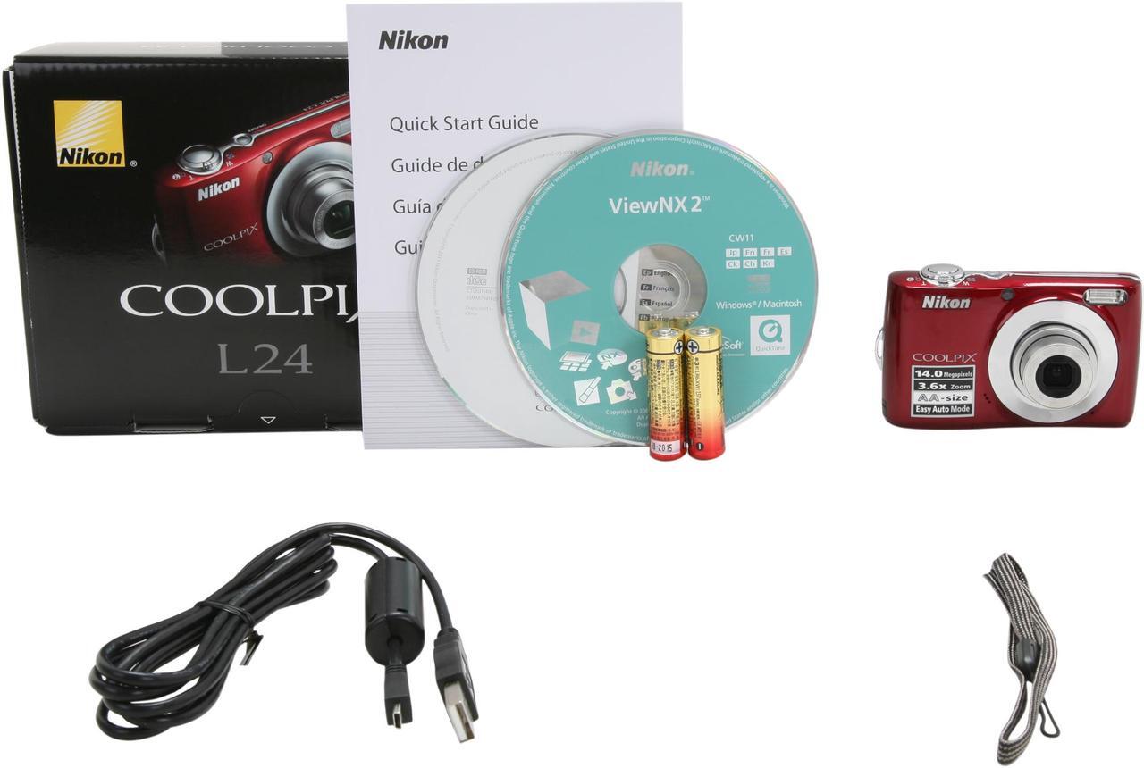 Alt view image 8 of 8 - Nikon COOLPIX L24 Red 14.0 MP 3.6X Optical Zoom Digital Camera