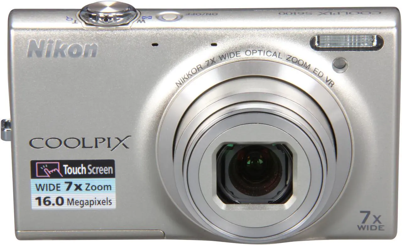 Alt view image 2 of 8 - Nikon COOLPIX S6100 Silver 16.0 MP 7X Optical Zoom 28mm Wide Angle Digital Camera