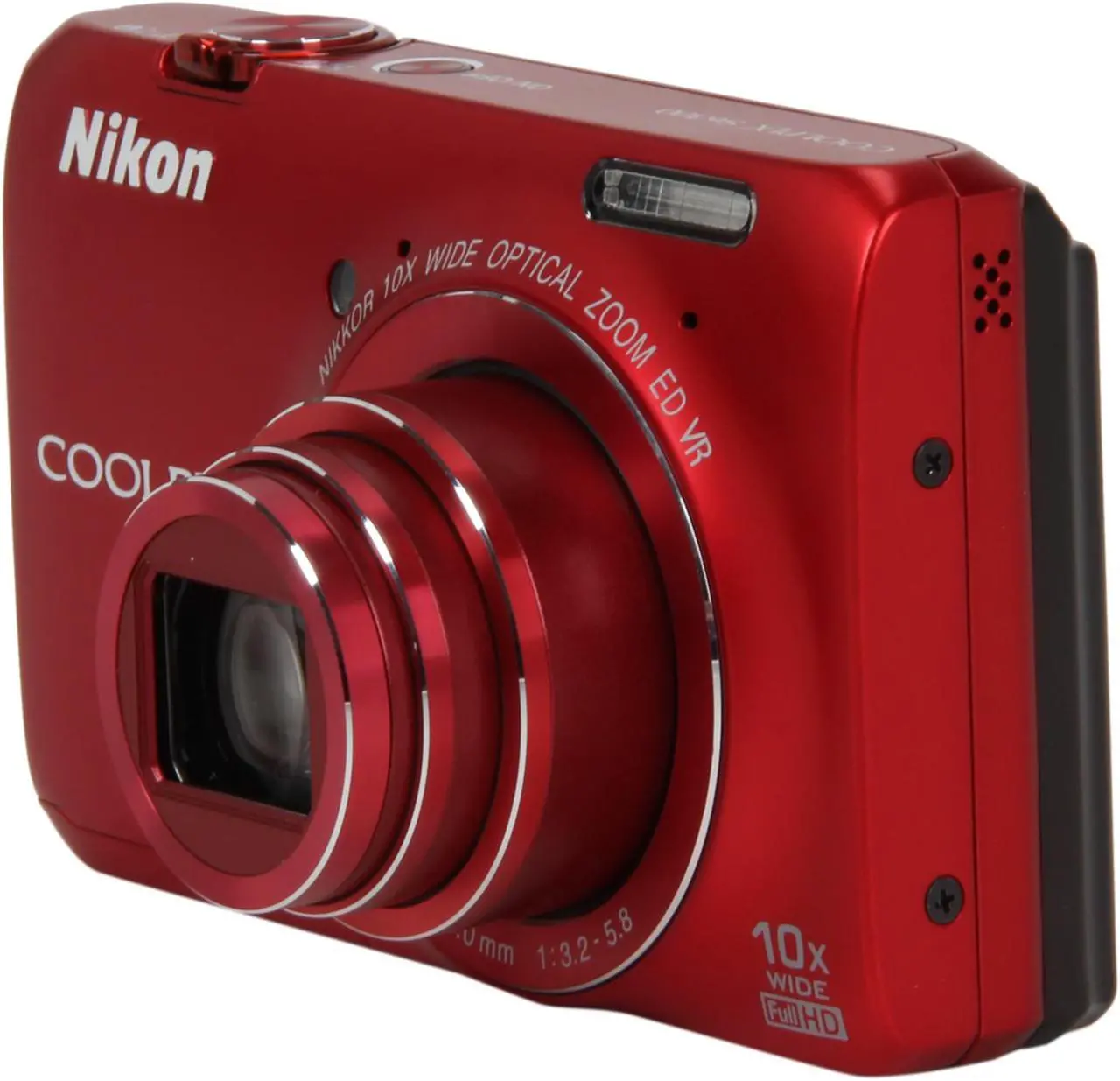 Main image of Nikon Coolpix S6300 Red 16MP 10X Optical Zoom 25mm Wide Angle Digital Camera HDTV Output