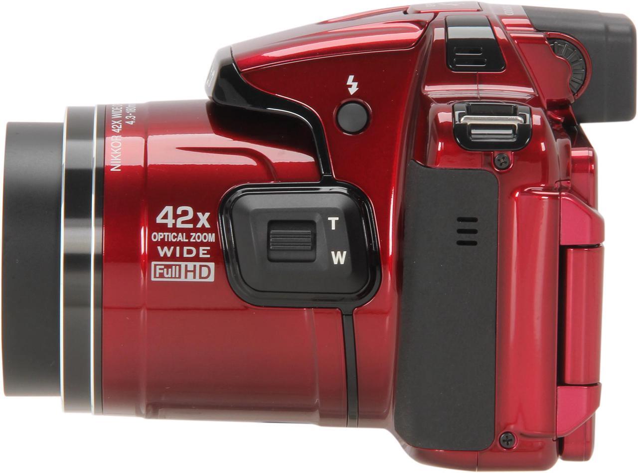 Alt view image 5 of 10 - Nikon COOLPIX P520 Red 18.1 MP 42X Optical Zoom Wide Angle Digital Camera HDTV Output
