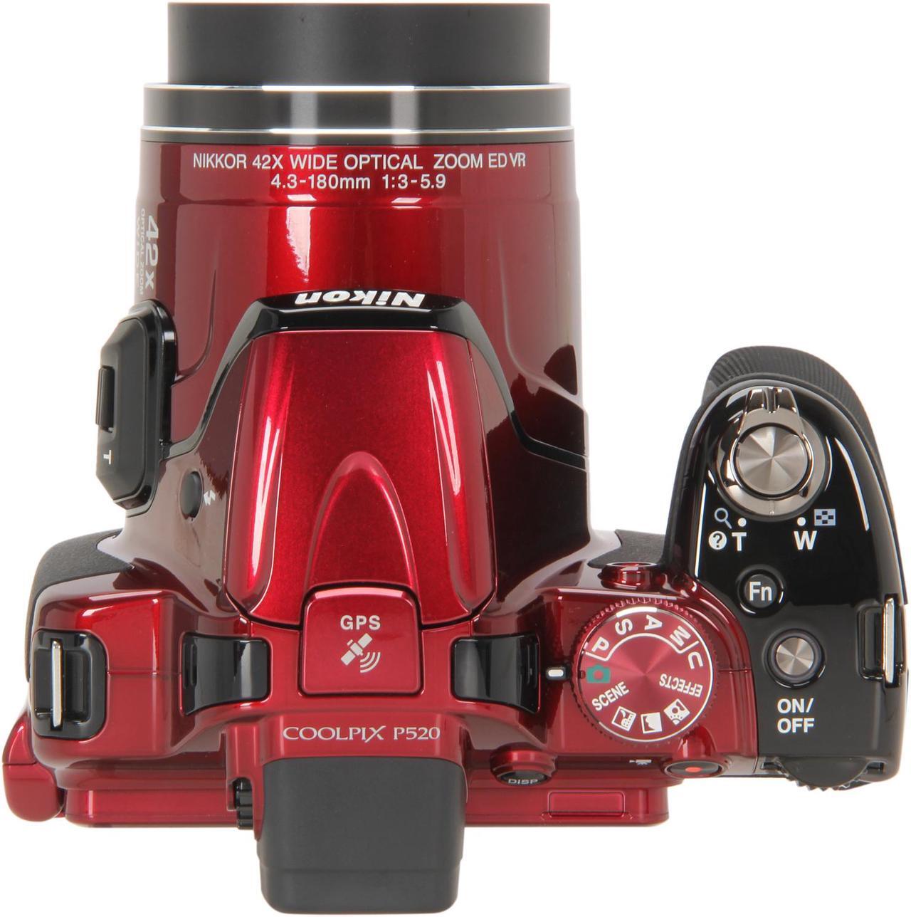 Alt view image 8 of 10 - Nikon COOLPIX P520 Red 18.1 MP 42X Optical Zoom Wide Angle Digital Camera HDTV Output
