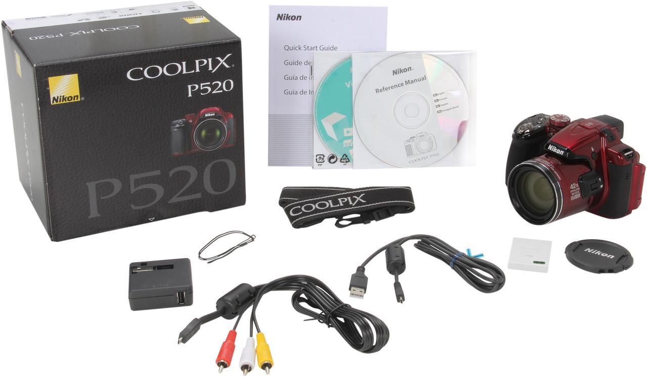 Alt view image 10 of 10 - Nikon COOLPIX P520 Red 18.1 MP 42X Optical Zoom Wide Angle Digital Camera HDTV Output