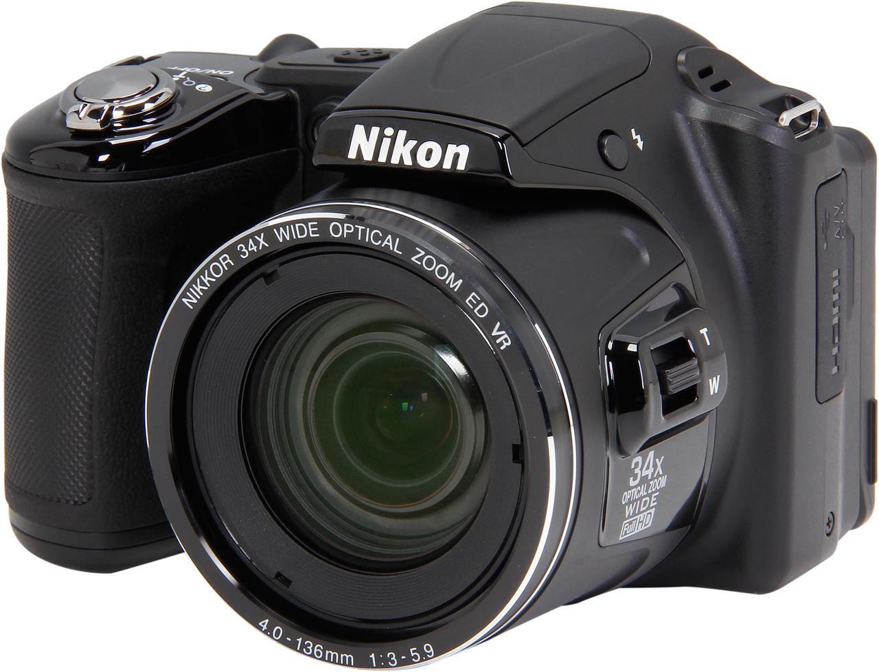 Main image of Nikon COOLPIX L830 Black 16 MP 34X Optical Zoom Wide Angle Digital Camera HDTV Output