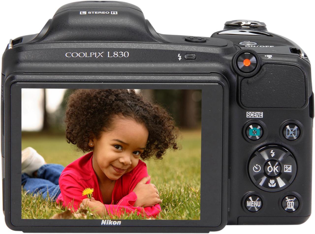 Alt view image 5 of 10 - Nikon COOLPIX L830 Black 16 MP 34X Optical Zoom Wide Angle Digital Camera HDTV Output