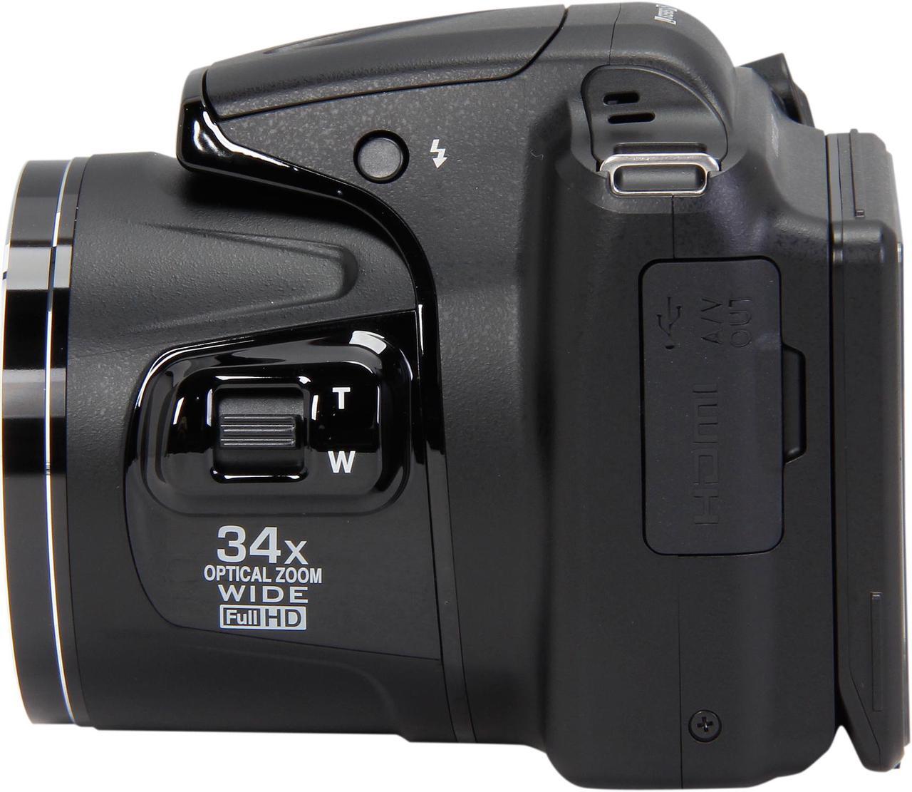 Alt view image 6 of 10 - Nikon COOLPIX L830 Black 16 MP 34X Optical Zoom Wide Angle Digital Camera HDTV Output