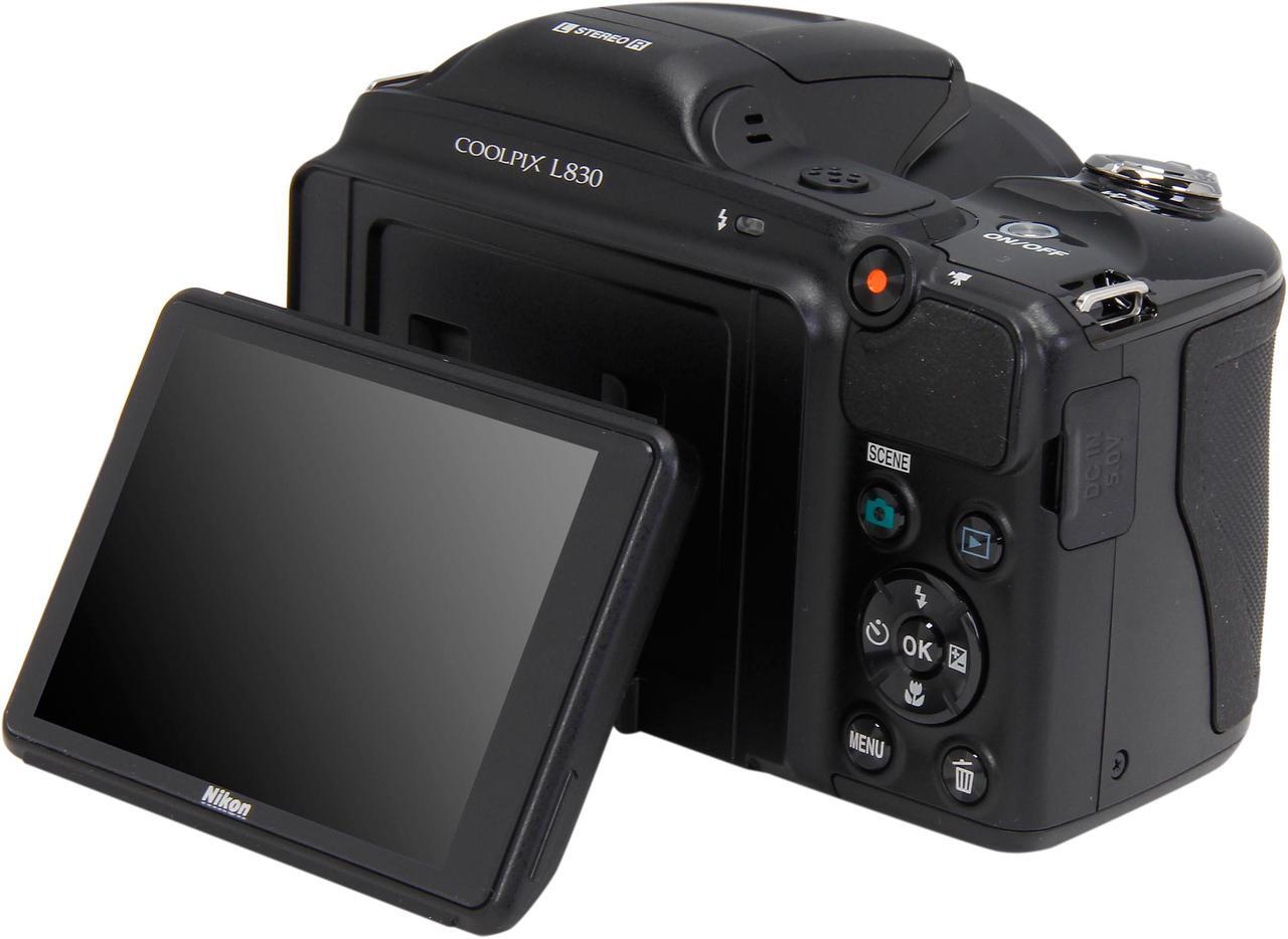 Alt view image 9 of 10 - Nikon COOLPIX L830 Black 16 MP 34X Optical Zoom Wide Angle Digital Camera HDTV Output
