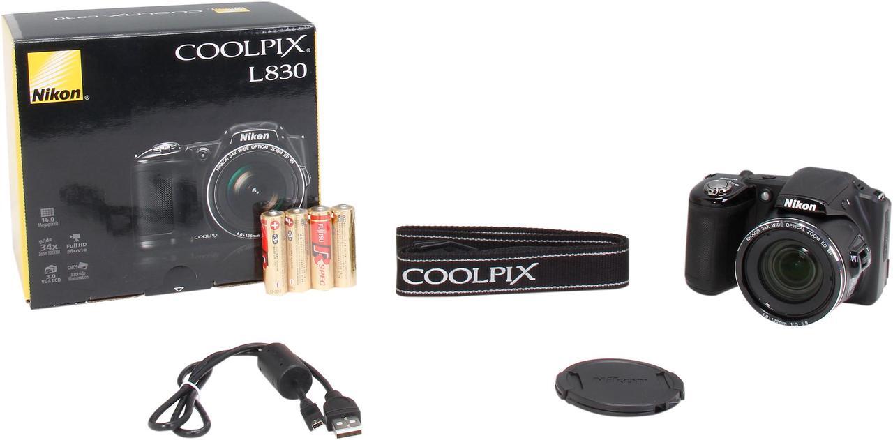 Alt view image 11 of 10 - Nikon COOLPIX L830 Black 16 MP 34X Optical Zoom Wide Angle Digital Camera HDTV Output