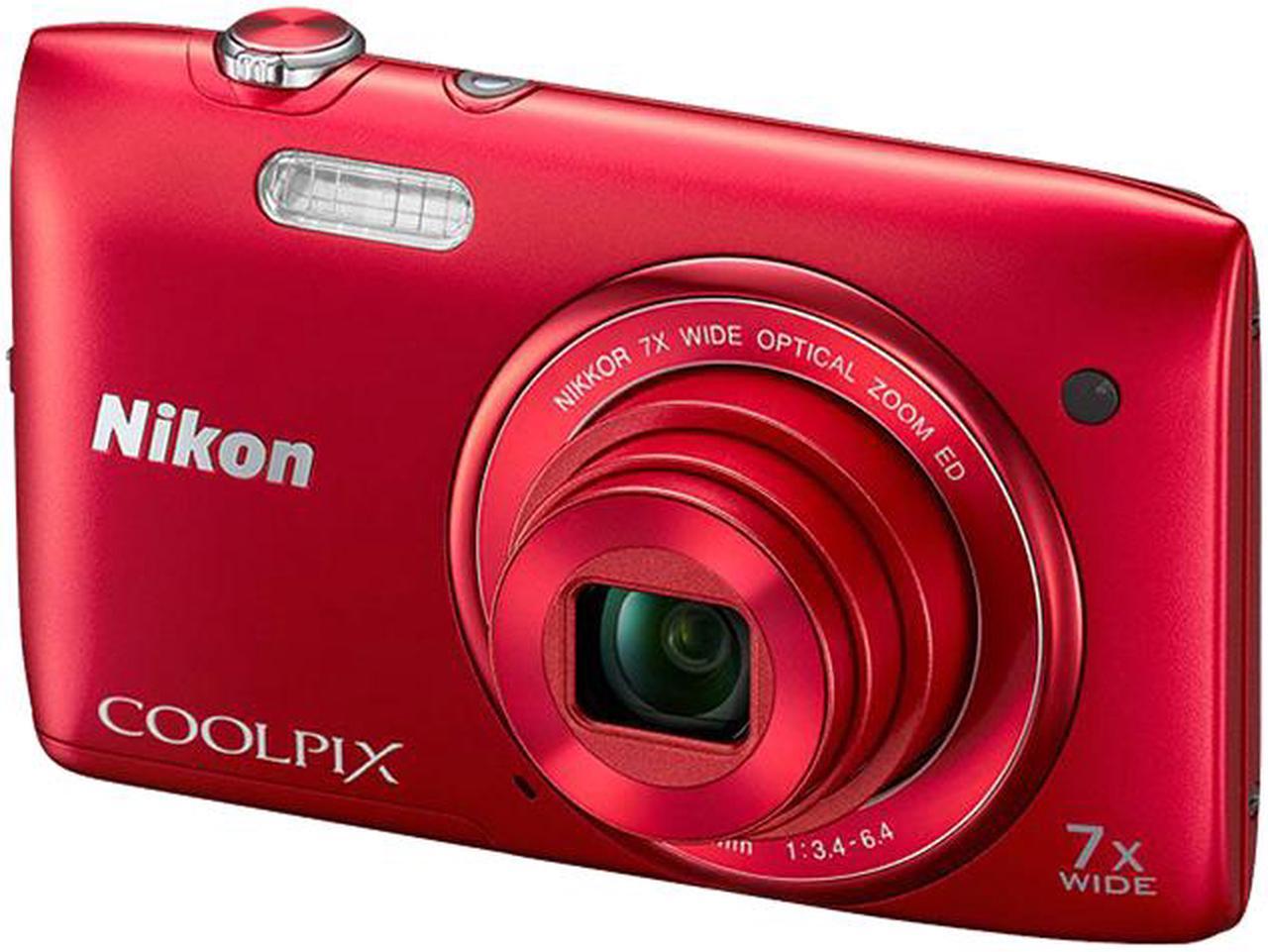 Nikon COOLPIX S3400 Red 20.1MP 7X Optical Zoom 26mm Wide Angle Digital Camera