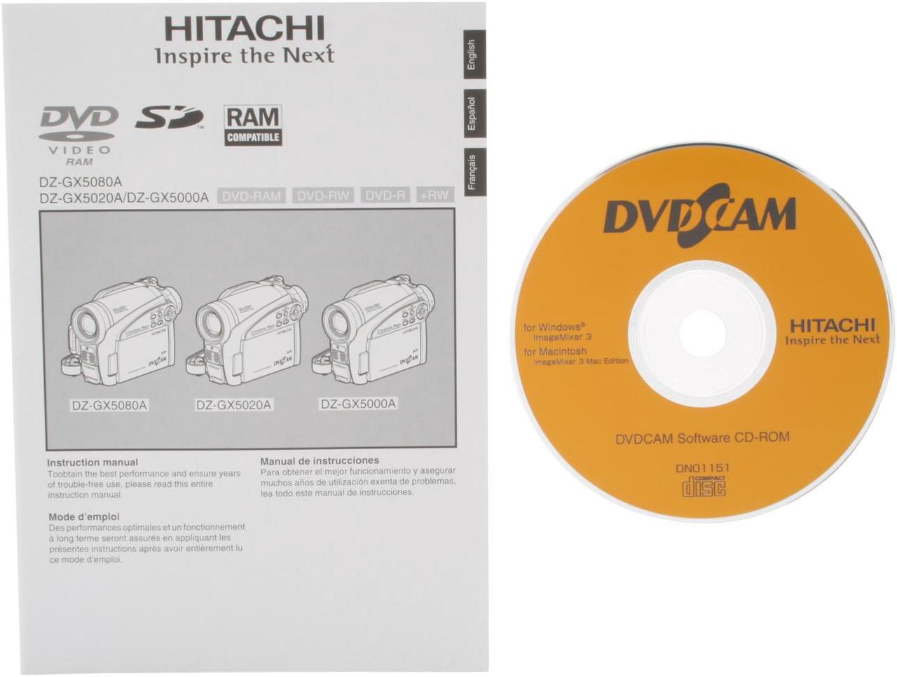 Alt view image 12 of 13 - HITACHI DZ-GX5080A Silver 1/6" CCD 2.7" 16:9 LCD LCD 30X Optical Zoom DVD Camcorder