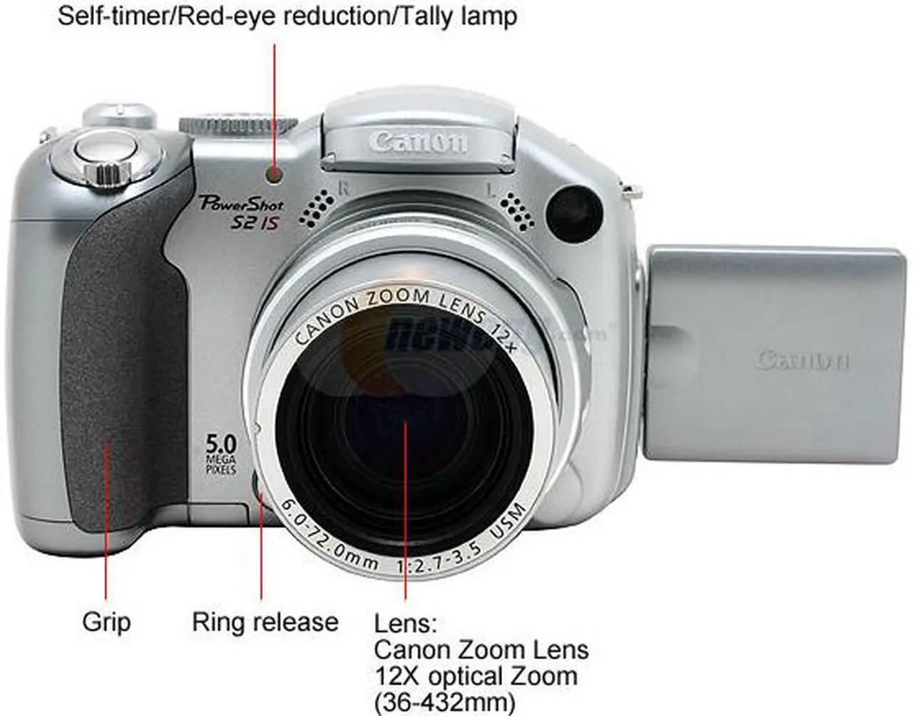 Alt view image 2 of 8 - Canon S2-IS Silver 5.0 MP 12X Optical Zoom Digital Camera