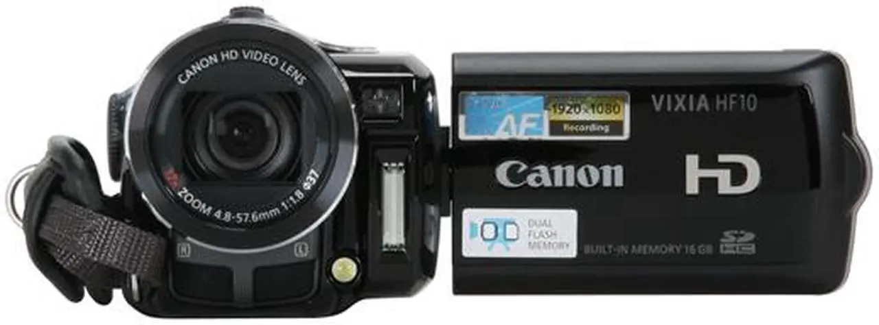 Alt view image 10 of 15 - Canon VIXIA HF10 Black 1/3.2" CMOS Sensor 2.7" 211K LCD 12X Optical Zoom Full HD Dual Flash Memory Camcorder