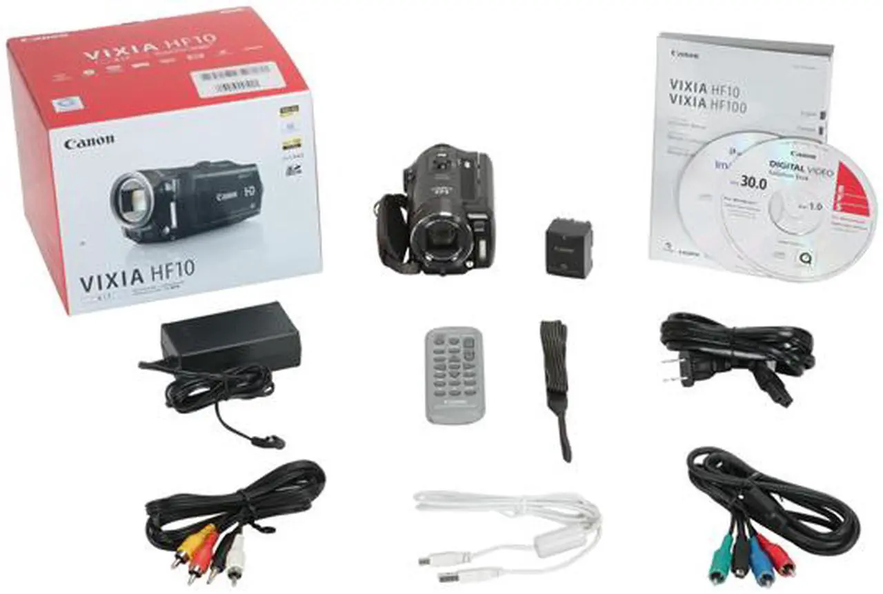 Alt view image 15 of 15 - Canon VIXIA HF10 Black 1/3.2" CMOS Sensor 2.7" 211K LCD 12X Optical Zoom Full HD Dual Flash Memory Camcorder