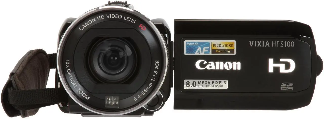 Alt view image 8 of 14 - Canon VIXIA HF S100 Black 1/2.6" CMOS 8.59MP 2.7" 211K 10X Optical Zoom Full HD Flash Memory Camcorder