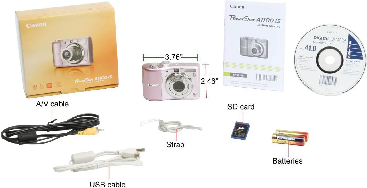 Alt view image 12 of 12 - Canon PowerShot A1100 IS Pink 12.1 MP 4X Optical Zoom Digital Camera