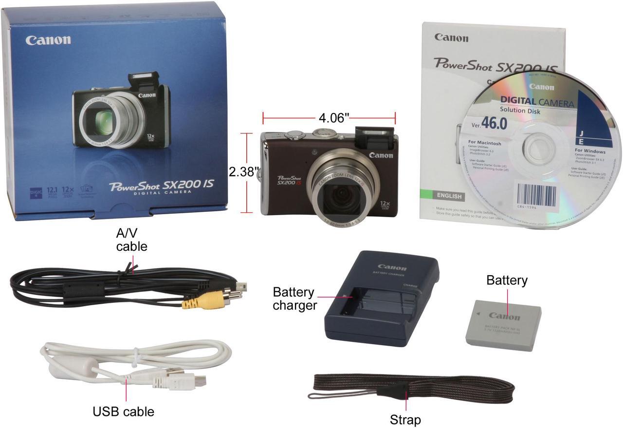 Alt view image 11 of 11 - Canon PowerShot SX200 IS Black 12.1 MP 12X Optical Zoom 28mm Wide Angle Digital Camera