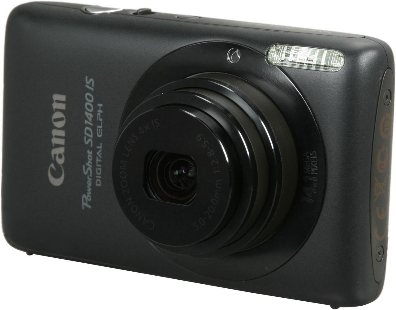 Canon PowerShot SD1400 IS Black 14.1 MP 4X Optical Zoom 28mm Wide Angle Digital Camera