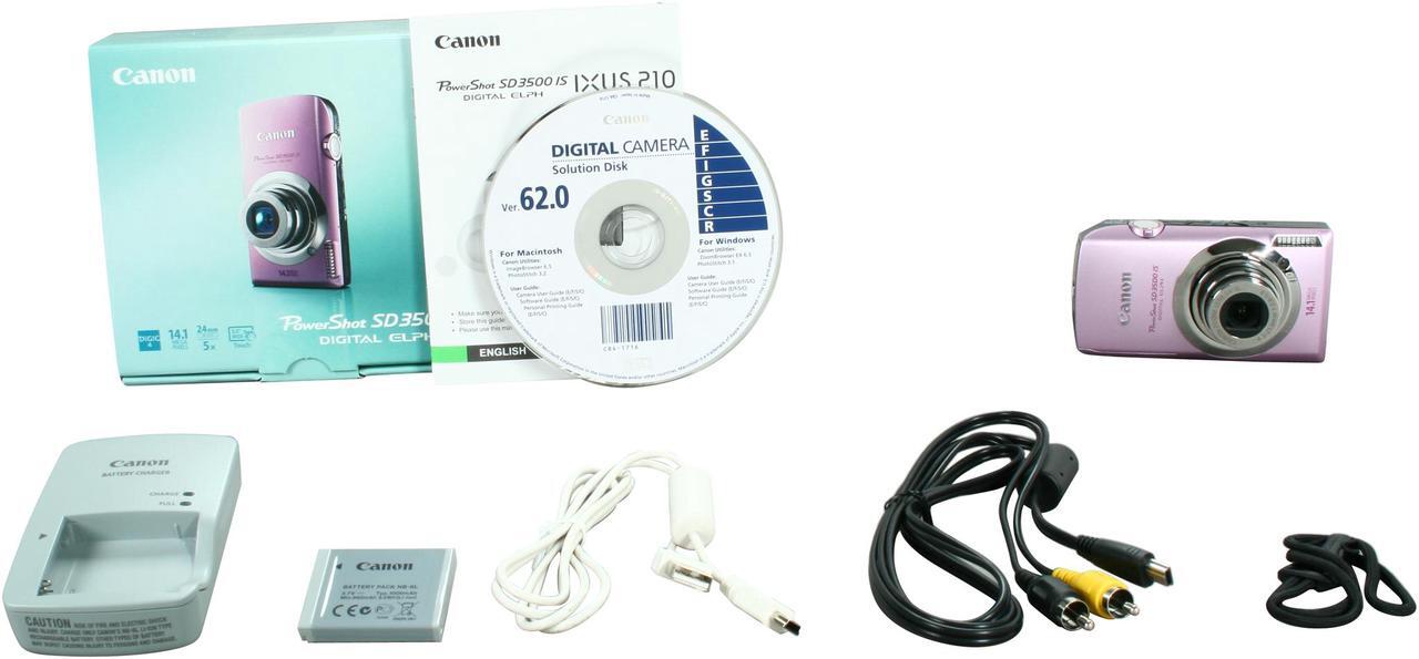 Alt view image 7 of 7 - Canon PowerShot SD3500 IS Pink 14.1 MP 5X Optical Zoom 24mm Wide Angle Digital Camera