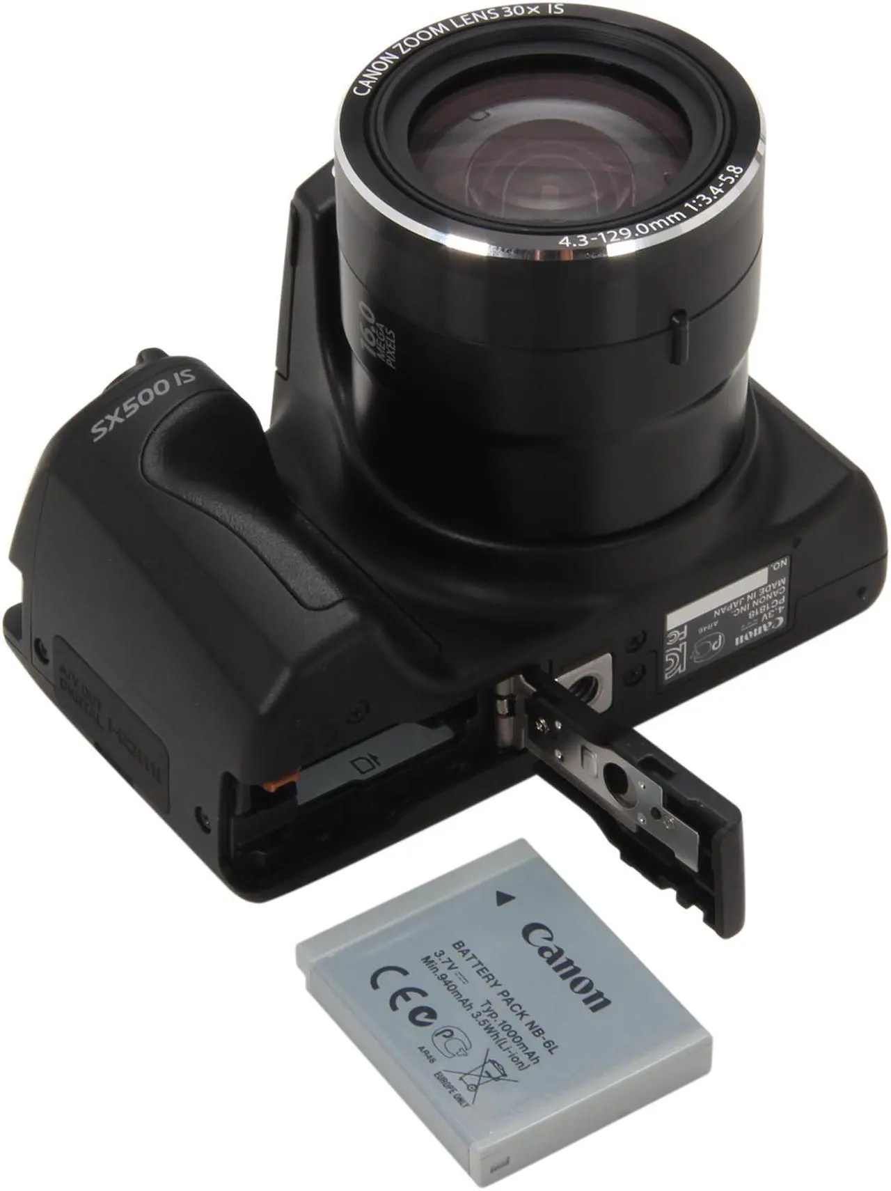 Alt view image 7 of 9 - Canon PowerShot SX500 IS Black Approx. 16.0 MP 30X Optical Zoom 24mm Wide Angle Digital Camera HDTV Output