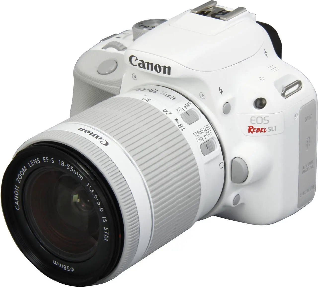 Main image of Canon EOS Rebel SL1 9123B002 White 18.0 MP Digital SLR Camera with EF-S 18-55mm f/3.5-5.6 IS STM Lens