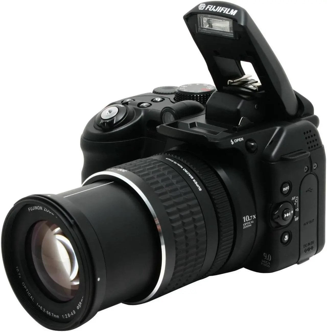 Alt view image 2 of 13 - FUJIFILM FinePix S9000 Black 9.0 MP 10.7X Optical Zoom 28mm Wide Angle Digital Camera