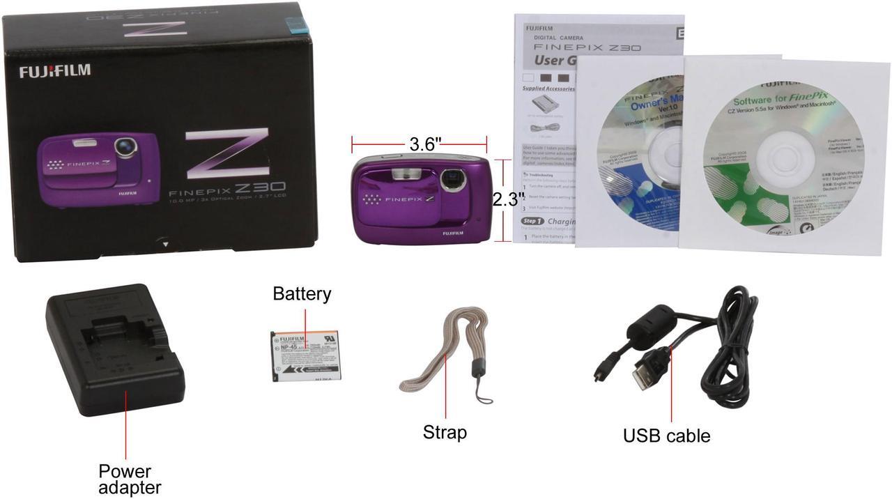 Alt view image 11 of 11 - FUJIFILM FinePix Z30 Purple 10.0 MP 3X Optical Zoom Digital Camera