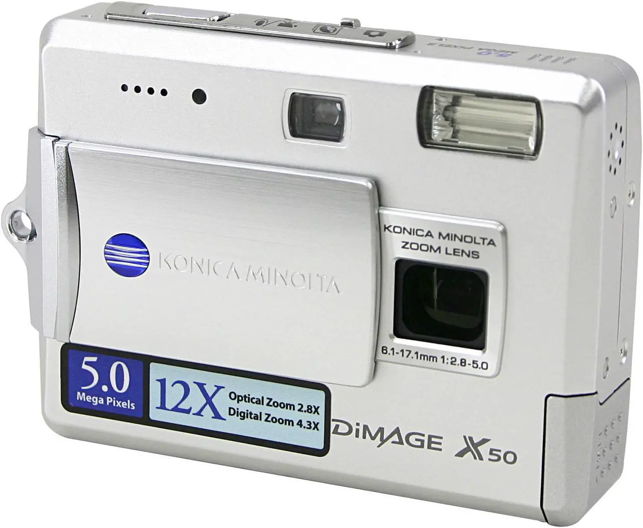 Alt view image 2 of 9 - KONICA MINOLTA DiMAGE X50 Silver 5.0MP 2.8X Optical Zoom Digital Camera