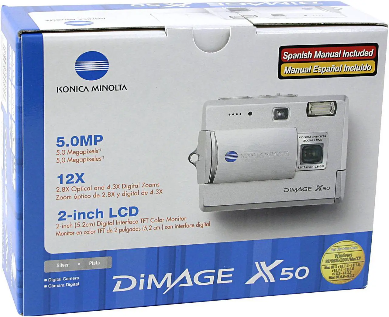 Alt view image 9 of 9 - KONICA MINOLTA DiMAGE X50 Silver 5.0MP 2.8X Optical Zoom Digital Camera