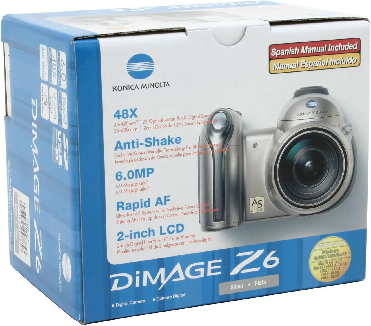Alt view image 9 of 9 - KONICA MINOLTA DiMAGE Z6 Champagne 6.0 MP 12X Optical Zoom Digital Camera