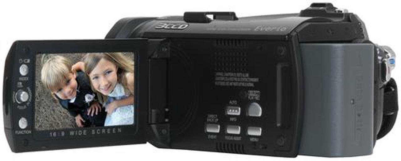 Alt view image 3 of 13 - JVC Everio GZ-HD6 Black 3CCD 2.8" LCD 10X Optical Zoom 120GB Hard Drive High Definition Camcorder