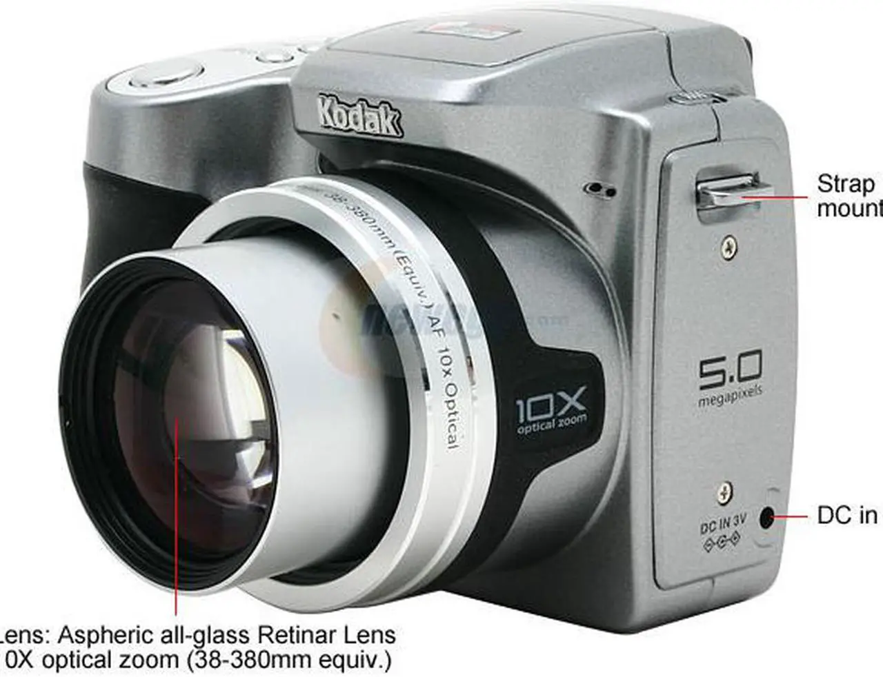 Alt view image 3 of 14 - Kodak Z740 Silver 5.0 MP 10X Optical Zoom Digital Camera w/EASYSHARE Printer Dock Series 3
