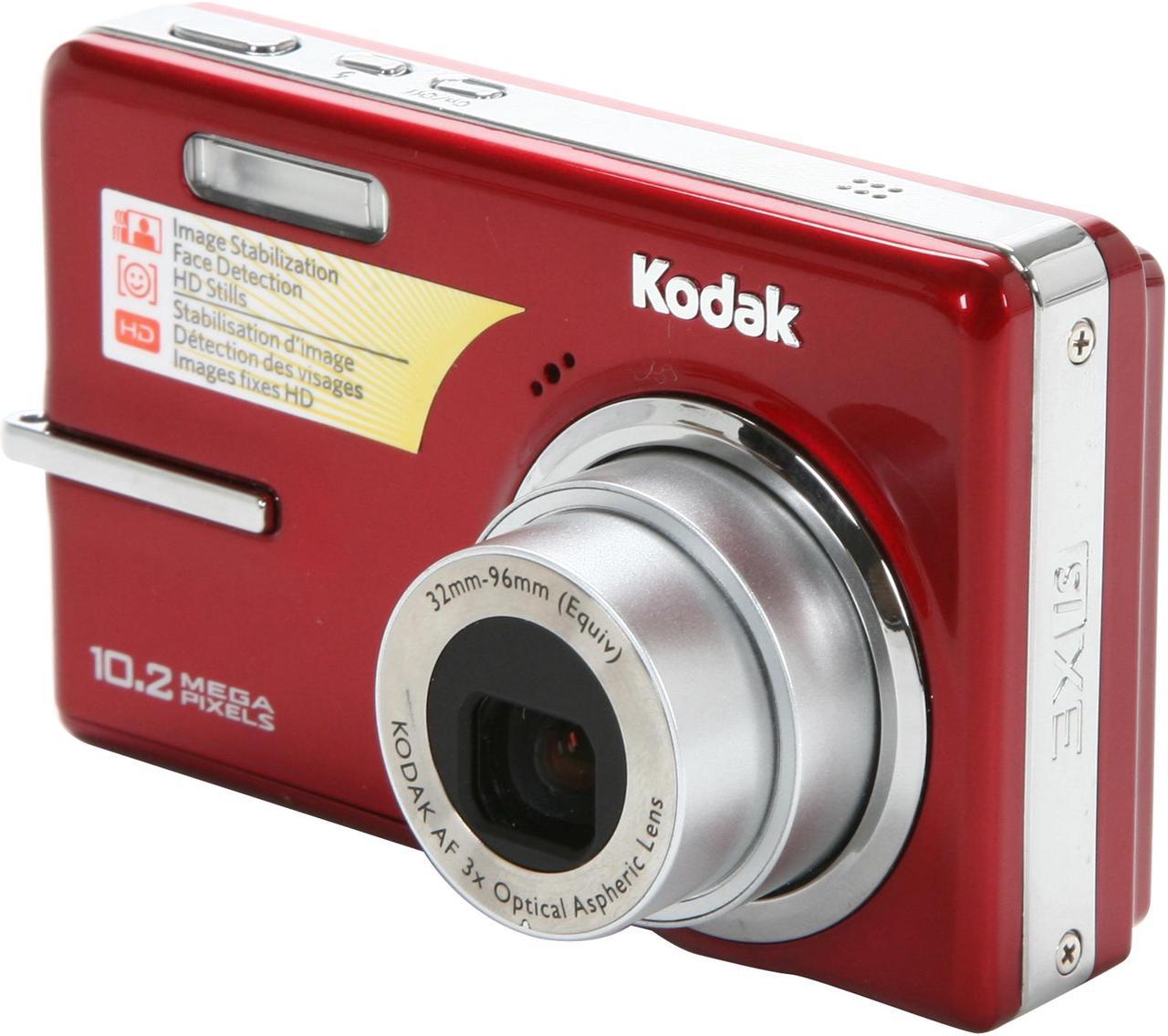 Kodak EasyShare M1073 IS Red 10.2 MP 2.7" 230K LCD 3X Optical Zoom Digital Camera Bundle w/ 1 GB SD Card, 2 Batteries, Case, and Accessories