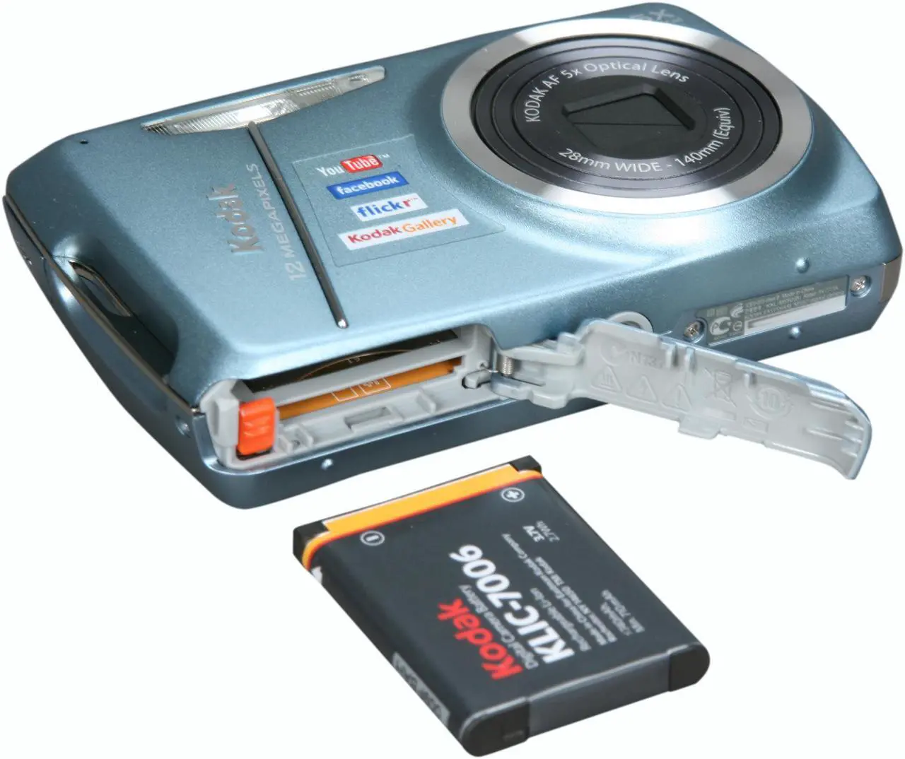 Alt view image 6 of 7 - Kodak EasyShare M550 Blue 12 MP 5X Optical Zoom 28mm Wide Angle Digital Camera