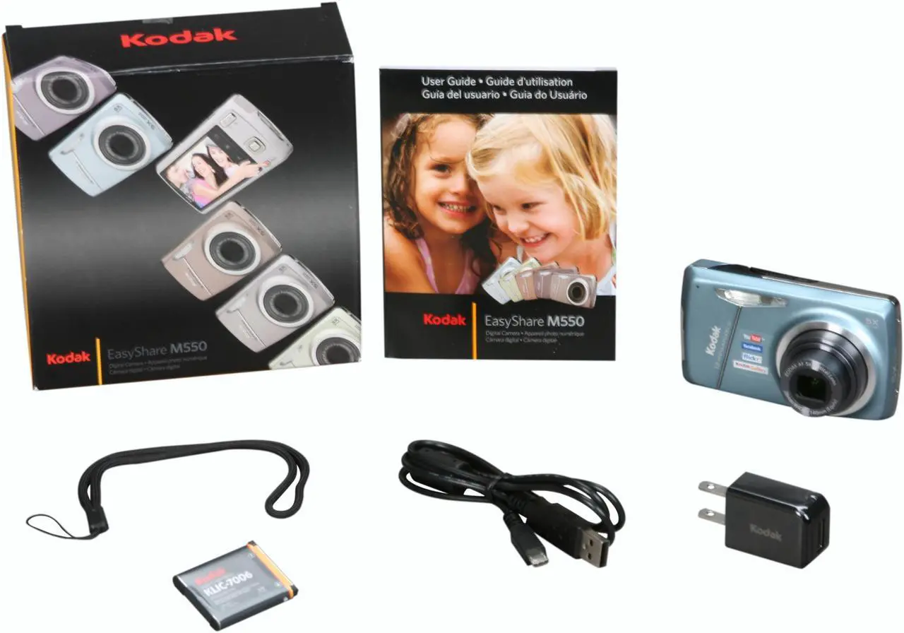Alt view image 7 of 7 - Kodak EasyShare M550 Blue 12 MP 5X Optical Zoom 28mm Wide Angle Digital Camera
