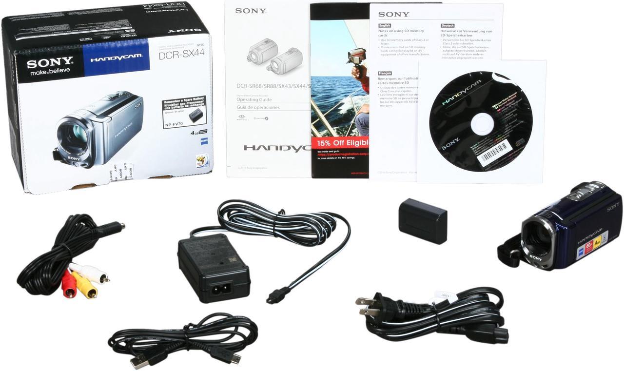 Alt view image 9 of 9 - SONY  DCR-SX44 Blue 1/8" Advanced HAD CCD 2.7" 230K  LCD 60X Optical Zoom 4GB Handycam Camcorder