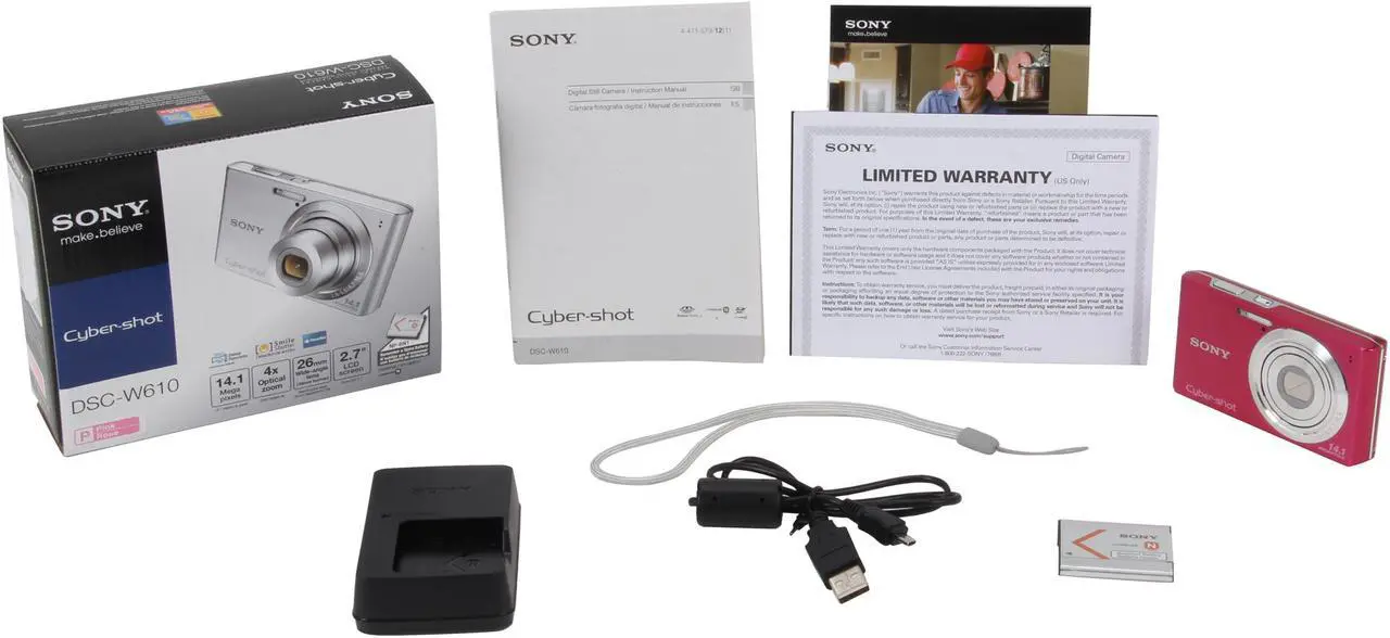 Alt view image 8 of 8 - SONY Cyber-shot DSC-W610/P Pink 14.1 MP 4X Optical Zoom Digital Camera