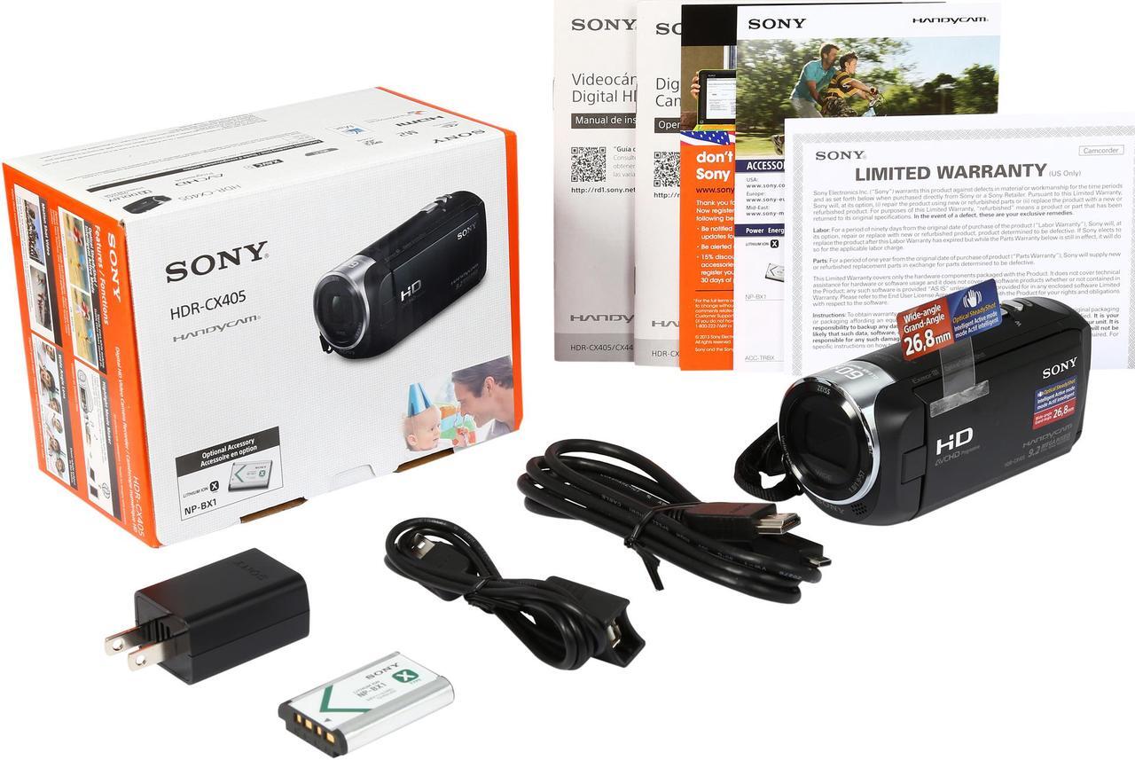 Alt view image 10 of 9 - SONY Handycam CX405 HDR-CX405/B Black 1/5.8'' back-illuminated Exmor R CMOS 2.7" 230.4K LCD 30X Optical Zoom Full HD HDD/Flash Memory Camcorder