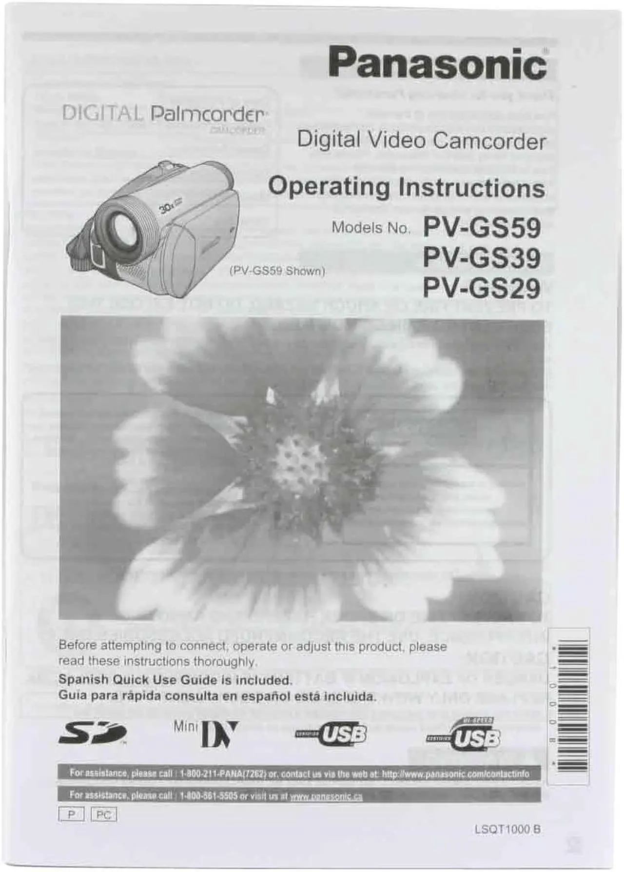 Alt view image 10 of 11 - Panasonic PV-GS39 1/6" 800K CCD 2.7" 123K LCD 30X Optical Zoom MiniDV Camcorder