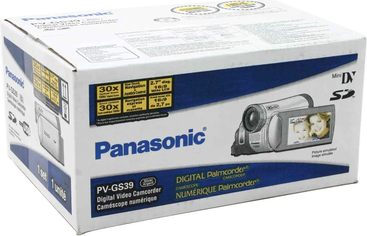 Alt view image 11 of 11 - Panasonic PV-GS39 1/6" 800K CCD 2.7" 123K LCD 30X Optical Zoom MiniDV Camcorder
