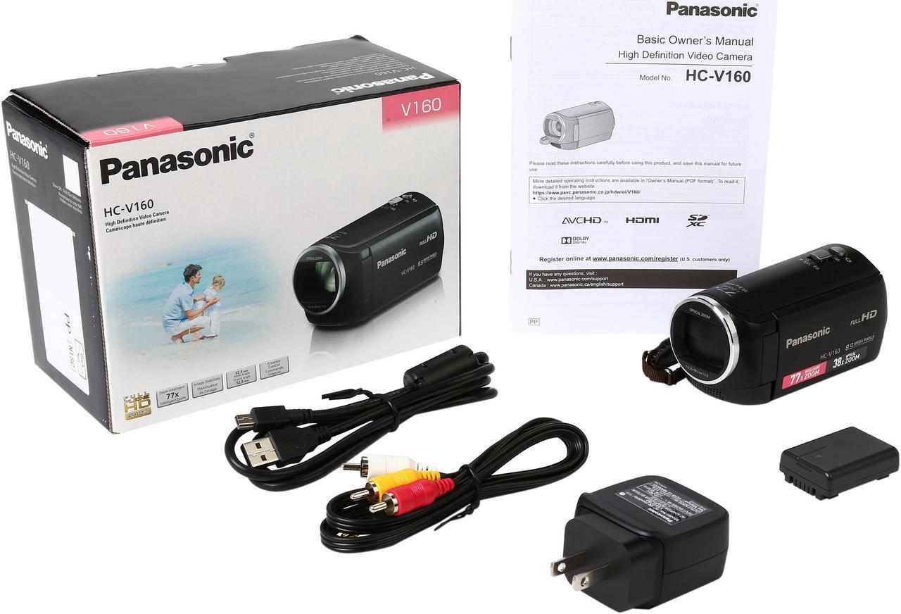 Alt view image 8 of 8 - Panasonic V160 HC-V160K Black 1/5.8" MOS 2.7" LCD 38X Optical Zoom Full HD HDD/Flash Memory Camcorder