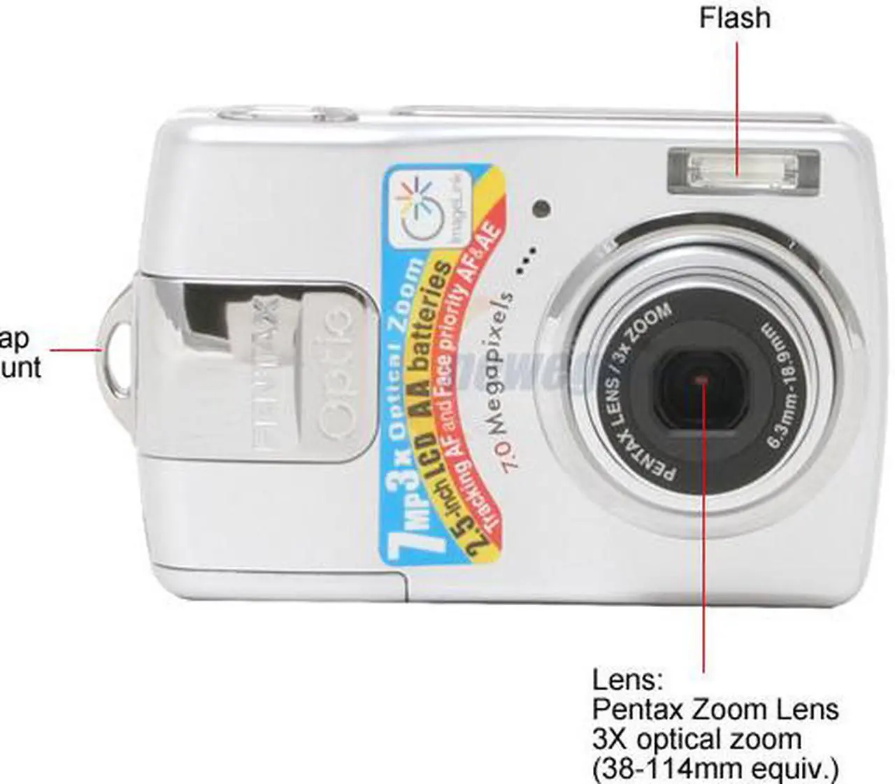 Alt view image 3 of 11 - PENTAX Optio M20 Silver 7.0 MP 3X Optical Zoom Digital Camera