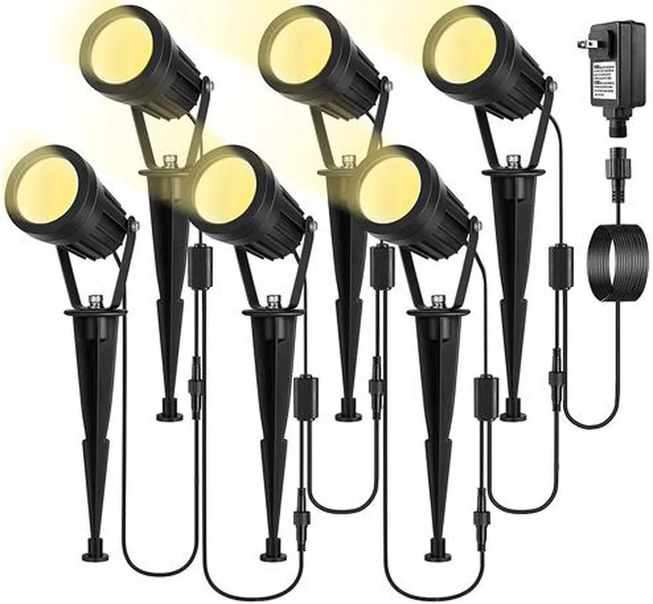 Main image of Albrillo 6 Pack LED Landscape Spotlights - 3.5W 12V Low Voltage Garden Spotlight with 3000K Warm White, IP65 Waterproof, Metal & Glass, 66FT LED Outdoor Spotlights for Garden Yard Patio Walkway
