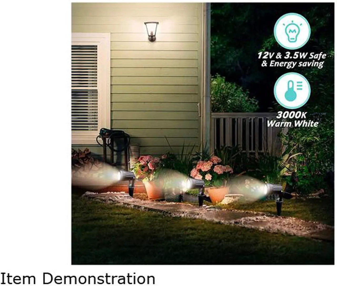Alt view image 6 of 9 - Albrillo 6 Pack LED Landscape Spotlights - 3.5W 12V Low Voltage Garden Spotlight with 3000K Warm White, IP65 Waterproof, Metal & Glass, 66FT LED Outdoor Spotlights for Garden Yard Patio Walkway