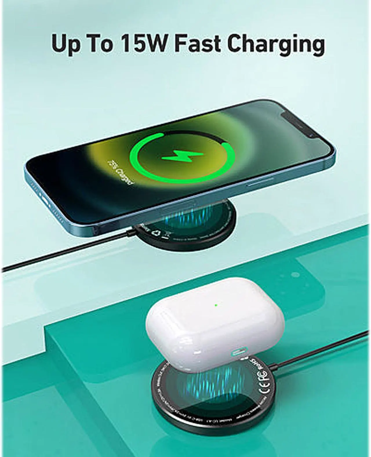 Alt view image 5 of 7 - AUKEY LC-A1 Aircore Wireless Charger 15W Magnetic Qi Certified
