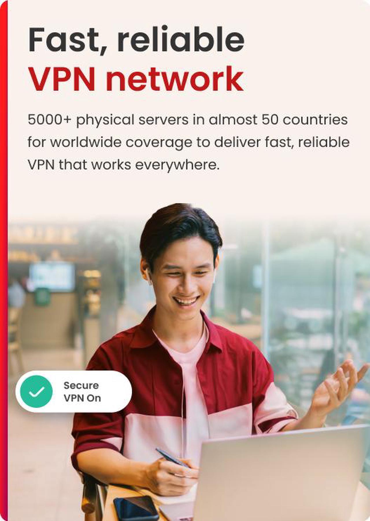Alt view image 2 of 7 - McAfee Safe Connect VPN (Windows/Android/iOS/ChromeOS) - 5 Devices - 1-Year Subscription with Auto-Renewal (Digital Download)