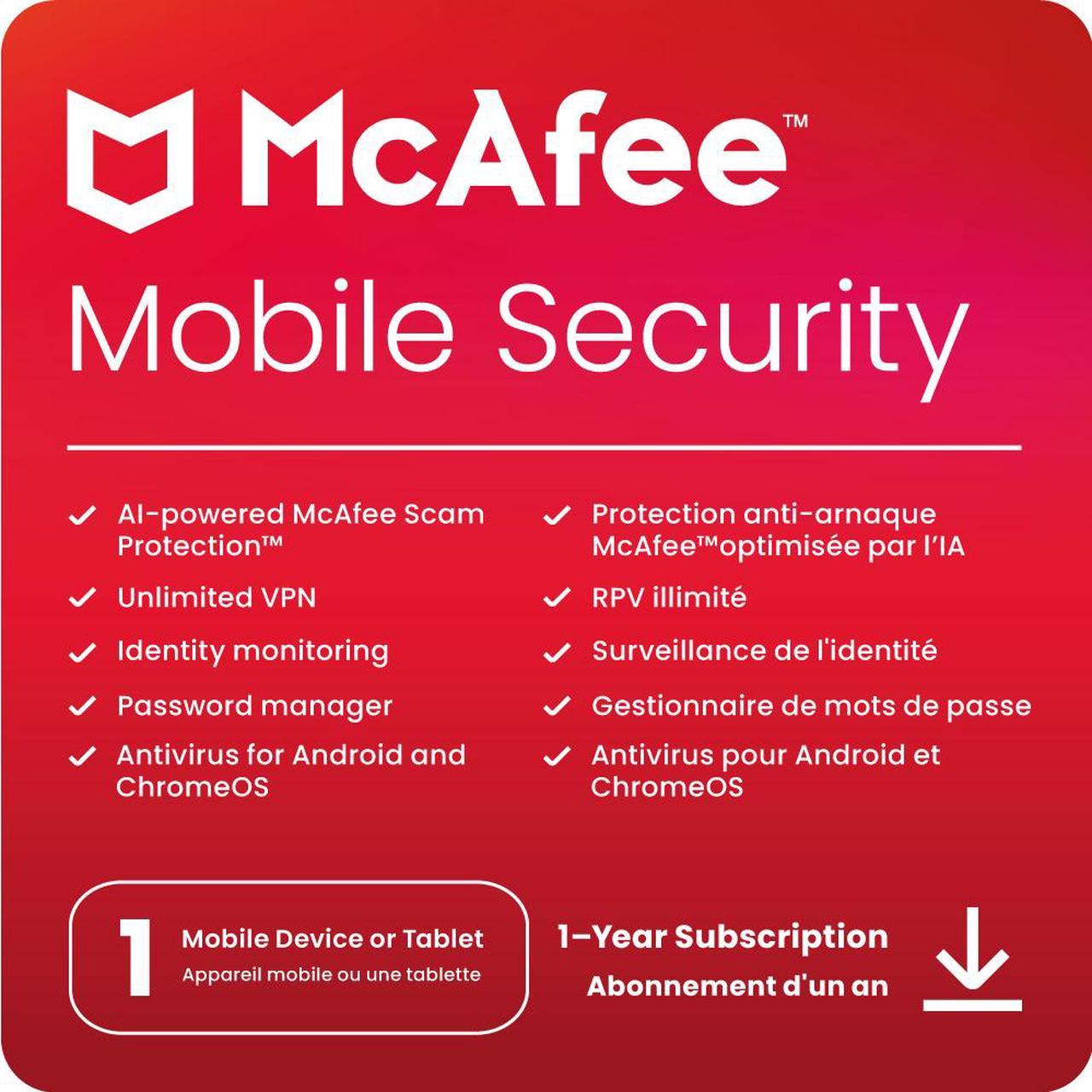 McAfee Mobile Security (Android/iOS) - 1 Year Subscription [Digital Code]