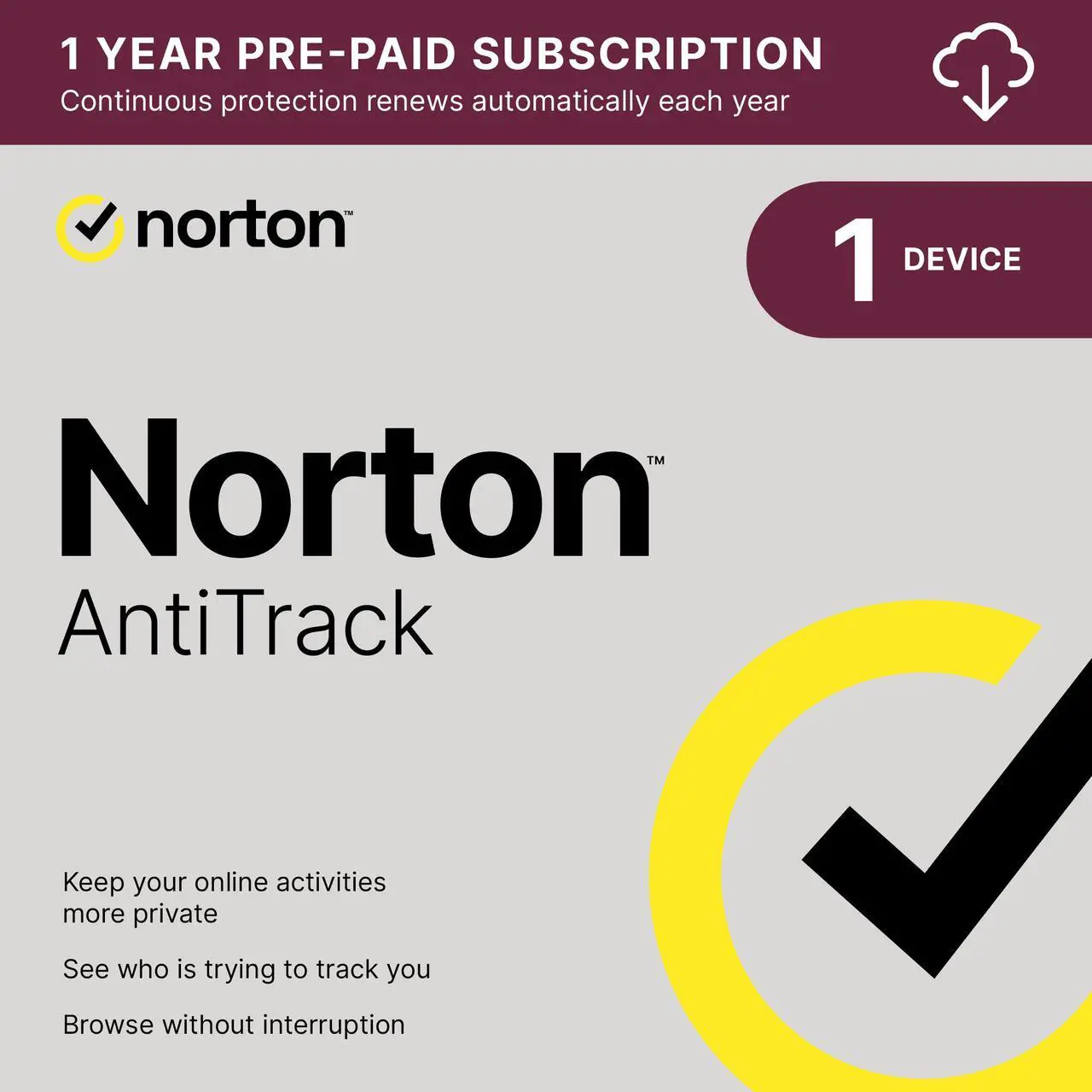 Main image of Norton AntiTrack 2024 for 1 Device, 1 Year with Auto Renewal, Download