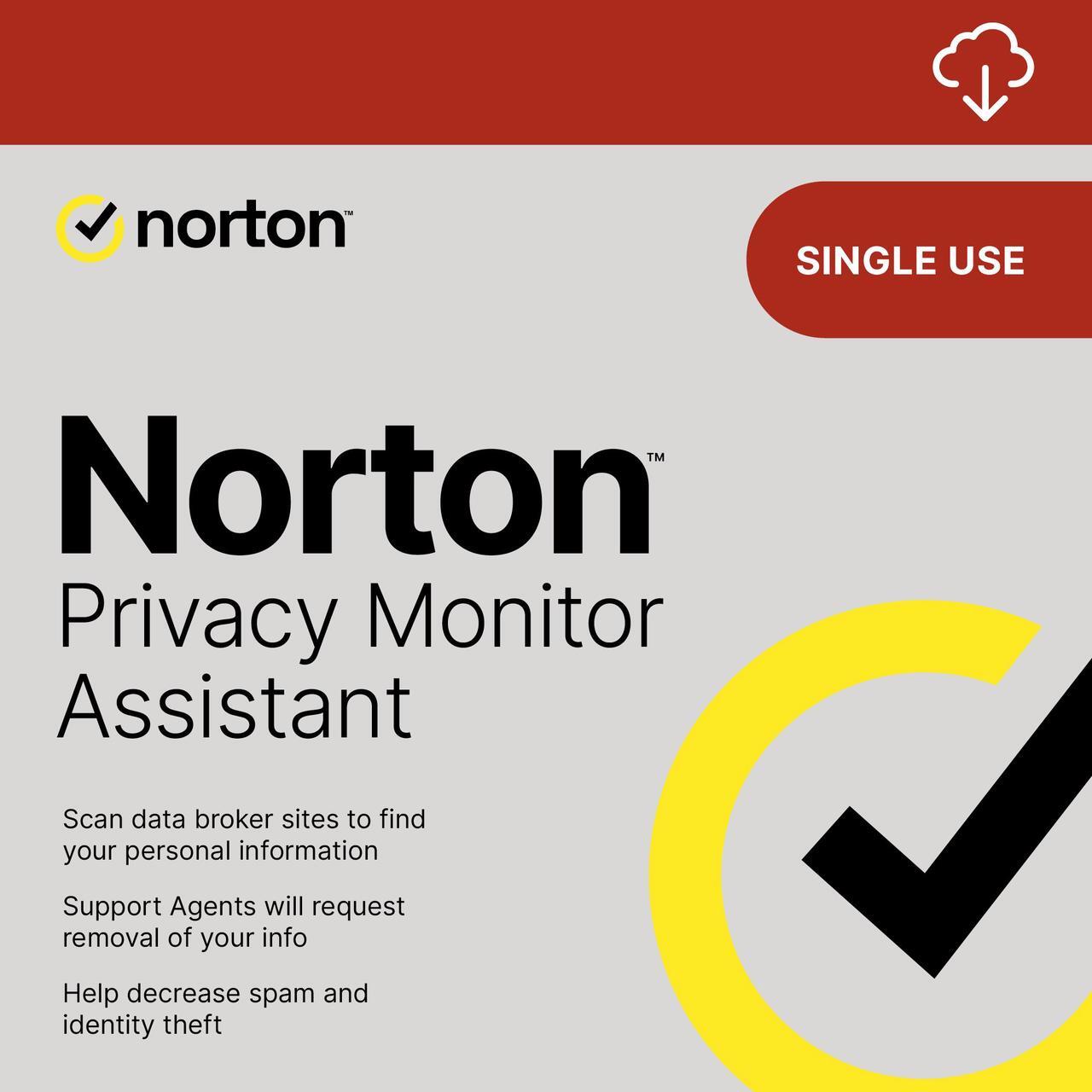 Main image of Norton Privacy Monitor Assistant, Single Use – Find and request removal of your info from people search sites [Download]