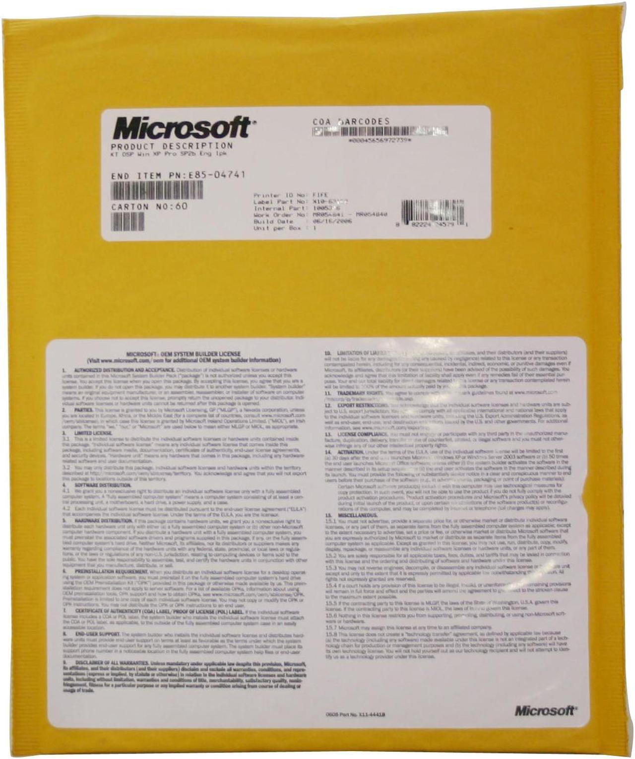 Alt view image 4 of 4 - Microsoft Windows XP Professional With SP2C for System Builders - OEM