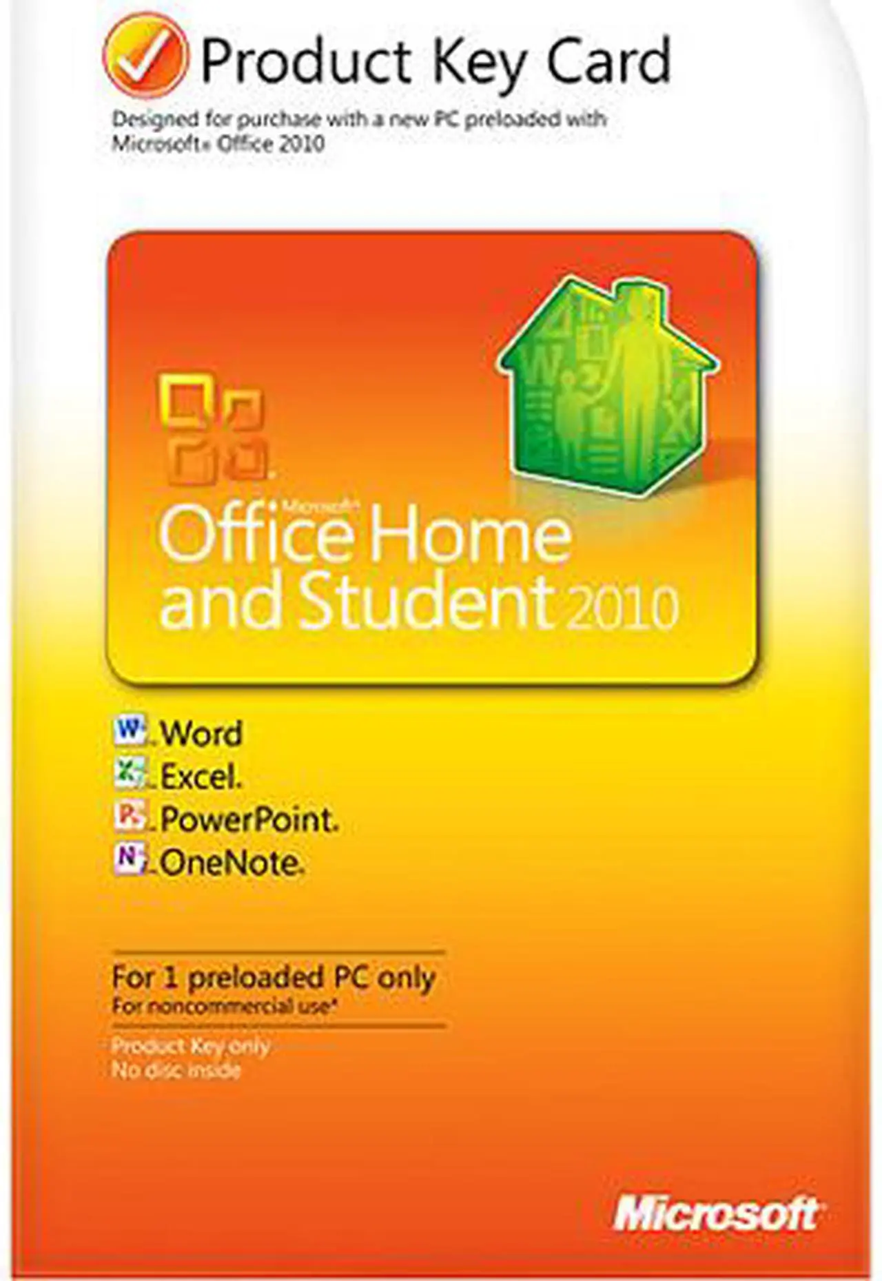 Main image of Office 2010 Home and Student Product Key Card (no media)