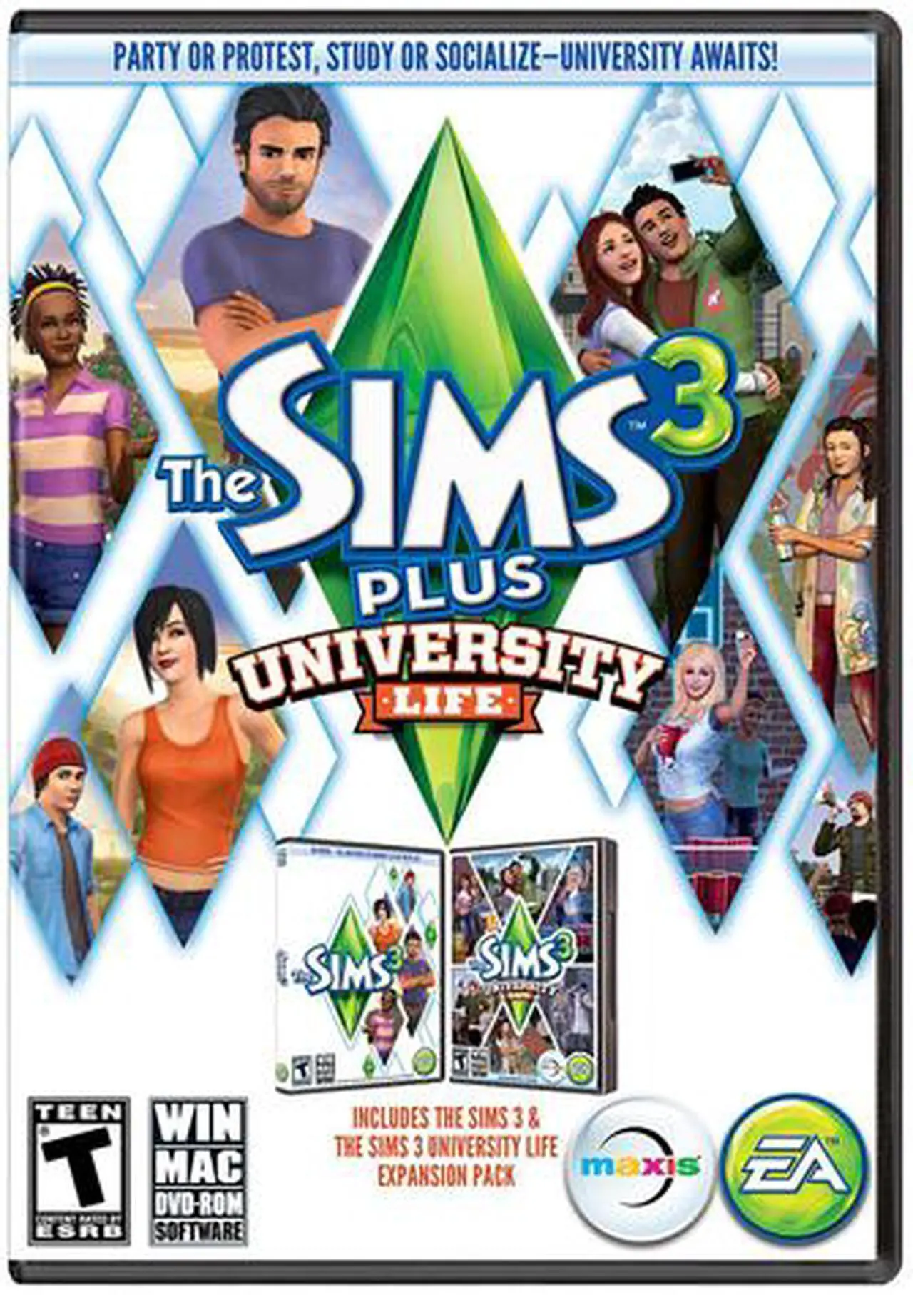 Main image of Sims 3 Plus University Life PC Game